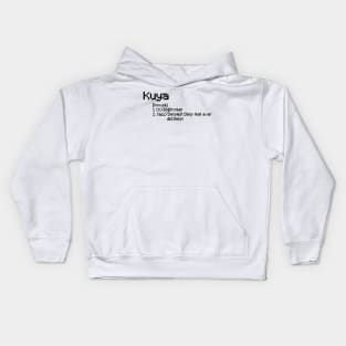 Pixel Define Kuya Black Text Kids Hoodie